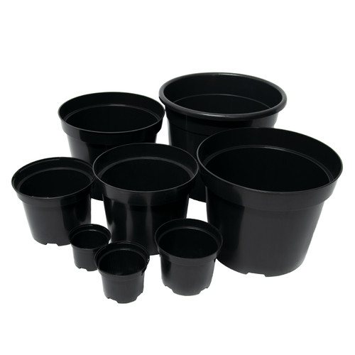 Black plastic plant pot - pot, flower