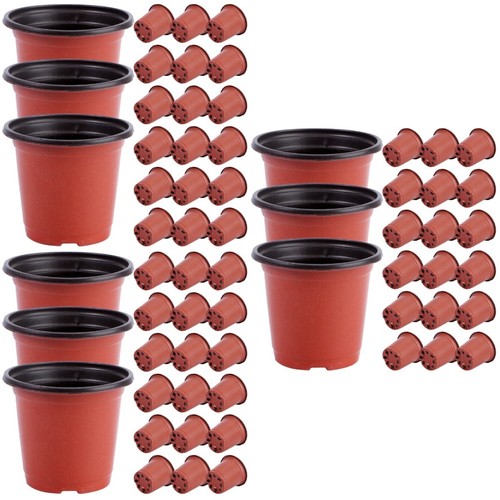 Durable red plastic plant pots - durable,