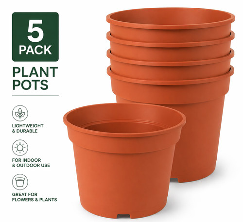 Terracotta plastic plant - terracotta,