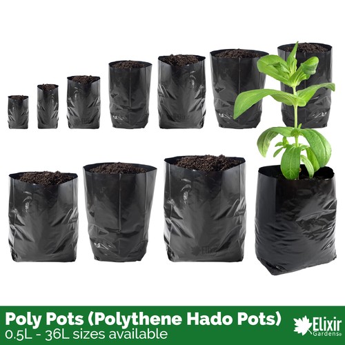 Black poly growbag pots - black,