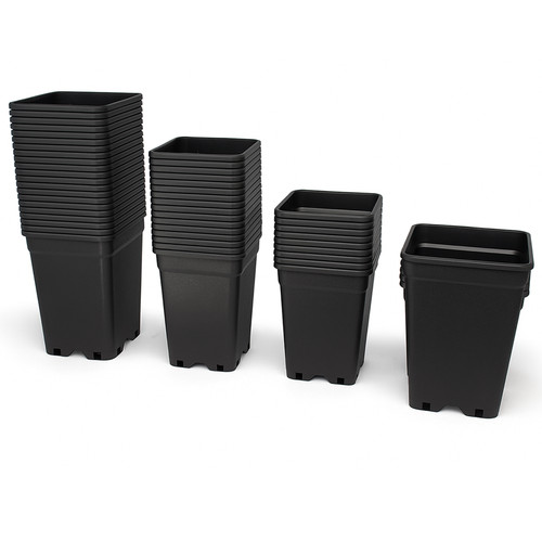 Black square plastic gardening - black,