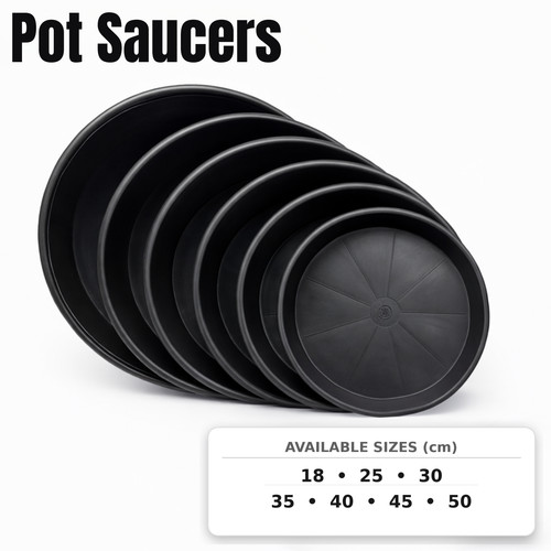 Black plant pot saucers 18cm - pot,