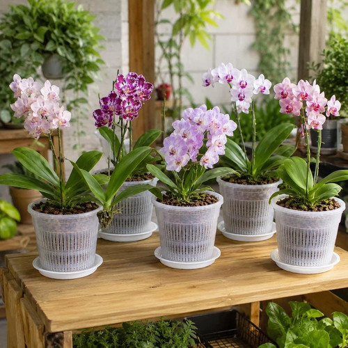 Clear orchid pots with - clear,