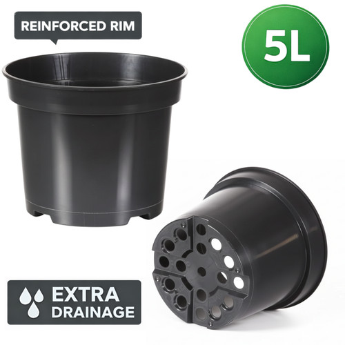 Plastic plant pot black - 5l,