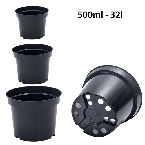 Black plastic plant pot flower - plant,