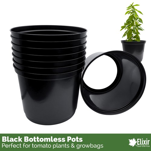 Black plastic bottomless plant - black,