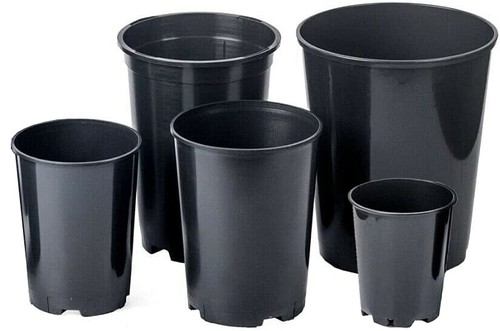 Deep black plastic plant pot - deep,
