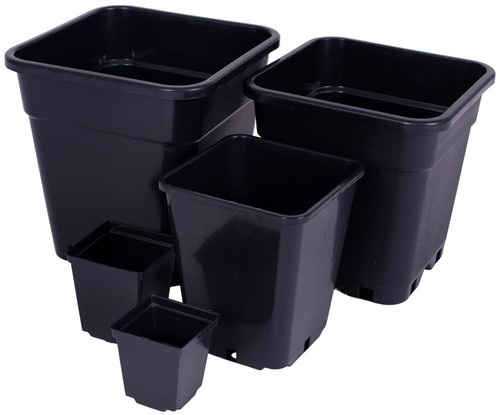 Black plastic plant pots small - black,